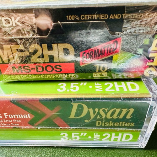 Computer floppy disks new, 2 packs of 10, TDK and Dysan 3.5" MF 2HD