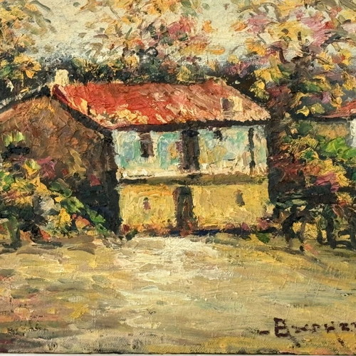 Village oil painting by Athanasios Christos used