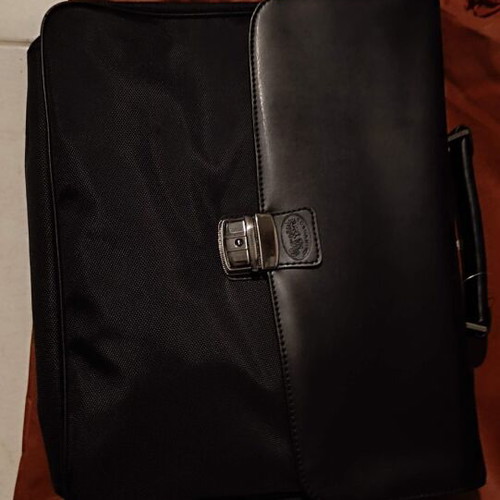 Francinel black briefcase new fabric and leather two compartments