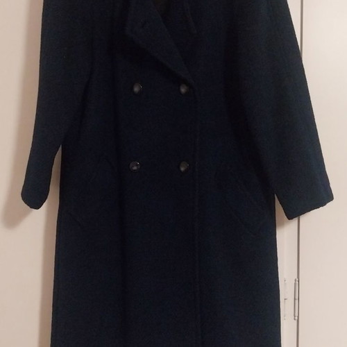Vintage wool coat used, tailor made, size XL, blue