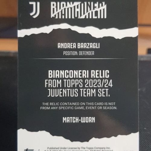 Topps Juventus Team Set 2023-24 Andrea Barzagli Patch match worn, like new