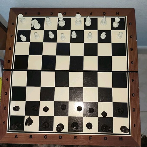 Wooden 2-in-1 board game used, chess and backgammon in case
