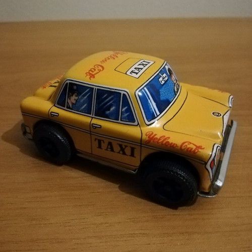 Tin toy taxi yellow cab 1960's, like new, Japan
