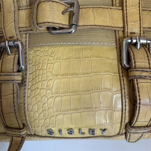 Sisley vintage yellow bag with croc texture, used