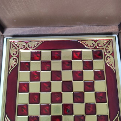 Marinakis Bros Chess Set new, wooden box with ancient Greek warriors theme