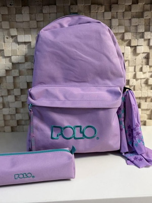 Σχολική τσάντα πλάτης Polo με εσωτερικές θήκες, θήκη για παγούρι και κασετίνα