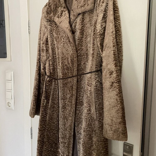 Sisley synthetic fur coat, beige, size M
