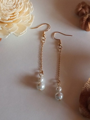 Pearl dangle earrings, gold or silver stainless steel
