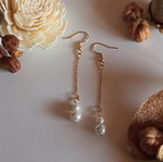 Pearl dangle earrings, gold or silver stainless steel
