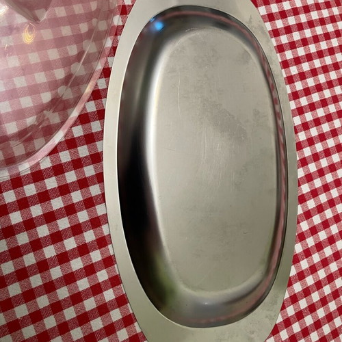 Cheese and butter platter tray used, stainless steel with lid