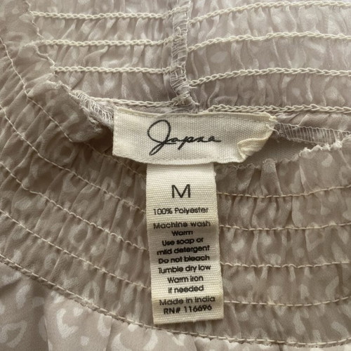 Romantic women's blouse beige used, size M with smocked waist and peplum hem