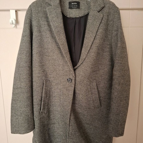 Bershka Long Coat like new, grey-black tweed look size M