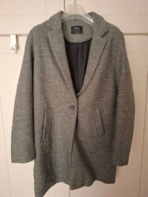 Bershka Long Coat like new, grey-black tweed look size M