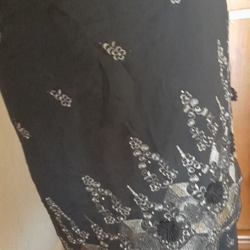 Gold and black fabric with lace, like new, 2 meters wide
