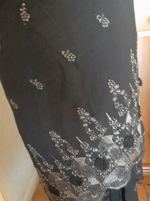 Gold and black fabric with lace, like new, 2 meters wide