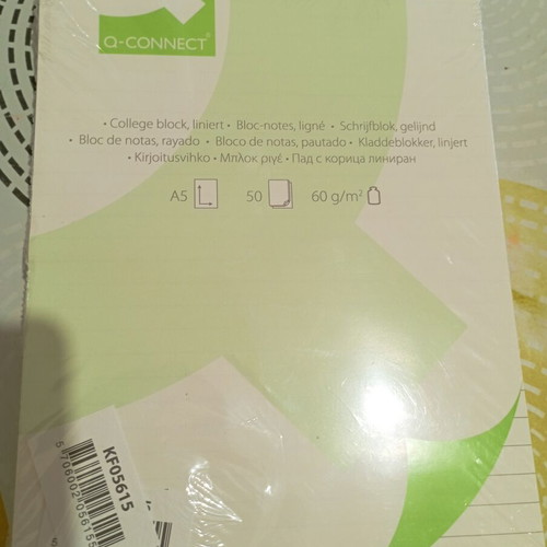 Q-connect A5 ruled notepad pack of 5, 50 sheets