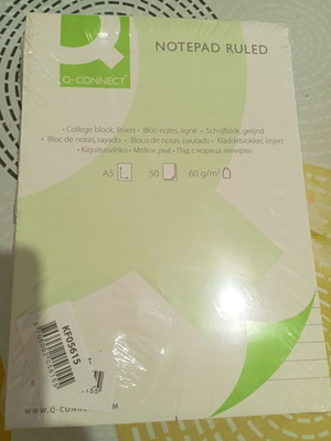 Q-connect A5 ruled notepad pack of 5, 50 sheets