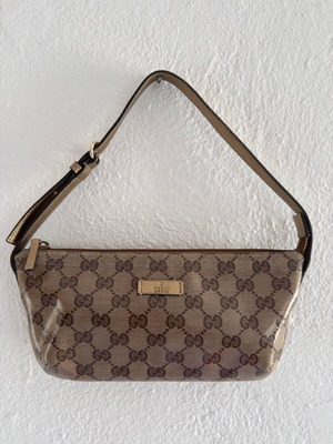 Gucci GG Crystal Boat Pochette shoulder bag like new, beige and brown