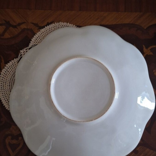 Handmade ceramic platter white with gold decoration, like new