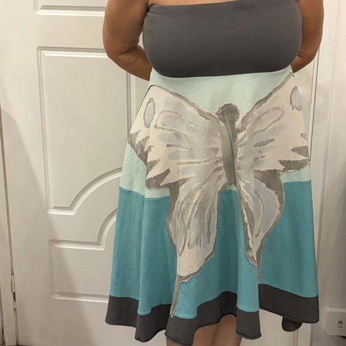 Strapless dress used, size L, gray and green by Heel