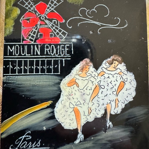 Vintage French Art Deco cigarette case used Moulin Rouge Paris