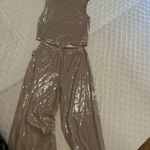Sequin set with lining, medium size, top and pants