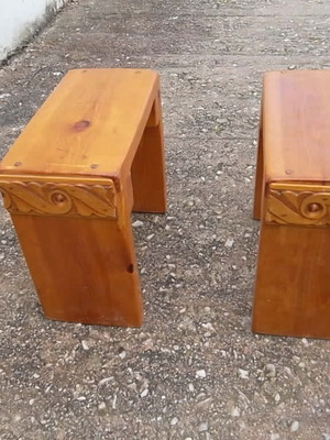 Solid wood handmade stools used, set of 2 pieces