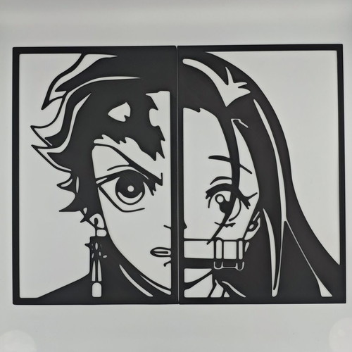 3D Printed Tanjiro & Nezuko Portrait Demon Slayer new