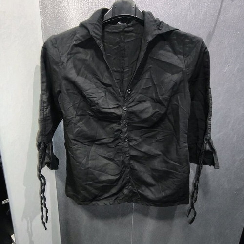 Black linen shirt with chest gathers like new