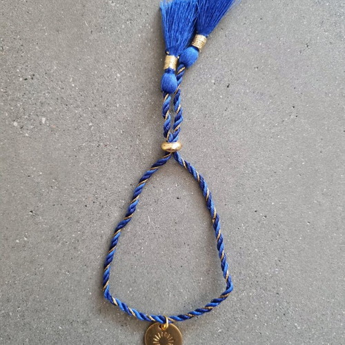 Rituals bracelet with pendant and adjustable cord, new blue and gold