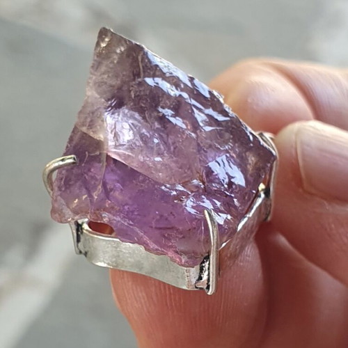 Amethyst pendant silver plated, new