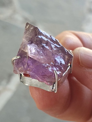 Amethyst pendant silver plated, new