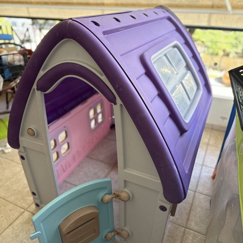 Children's plastic playhouse used, purple white and pink
