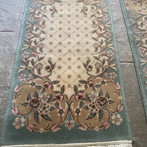 Set of 3 Handmade Vintage Wool Rugs with Romantic Floral Design