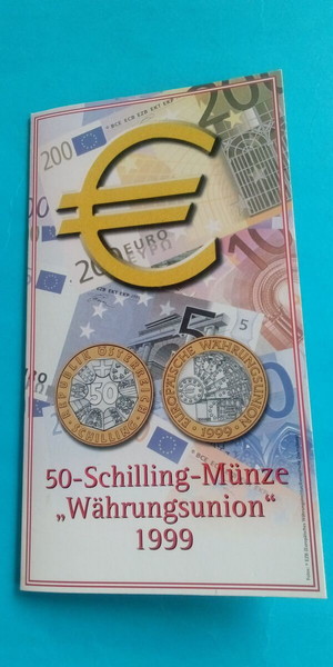 50-Schilling-Munze"Wahrungsunion"1999. Συλλεκτικό