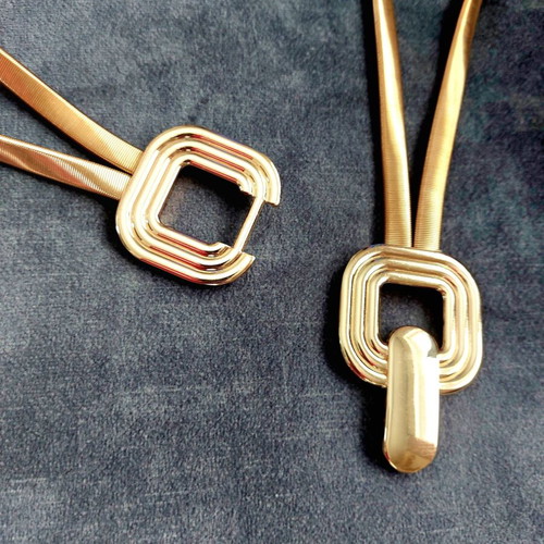 Gold elastic double plus size metal belt (72cm-130cm)