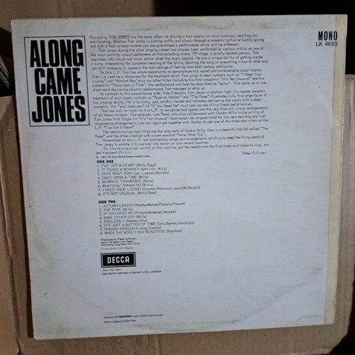 Tom Jones Along Came Jones vinyl used, LP, mono, 1965 album