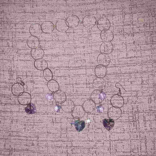 Jewelry set used with purple stones necklace and earrings