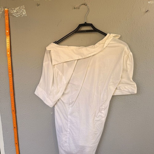 White blouse with draped design, used, size S by TeX