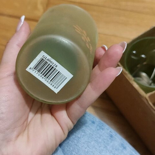 Glass tealight lanterns new, pack of 5, light green and pale yellow