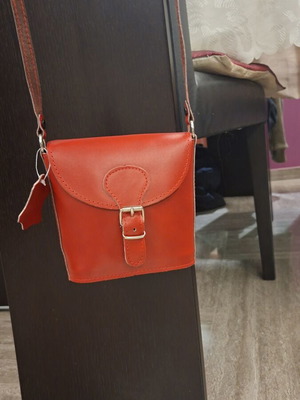 Leather crossbody bag new, red, handmade by JK Leather