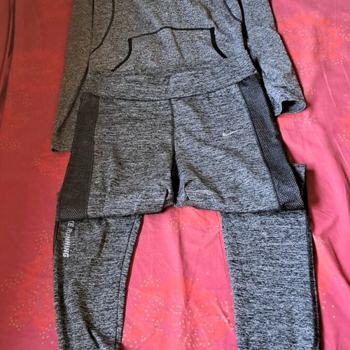 Women's set blouse and leggings used, gray, size L