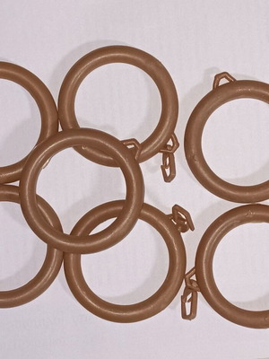 Plastic curtain rings used, pack of 7, brown