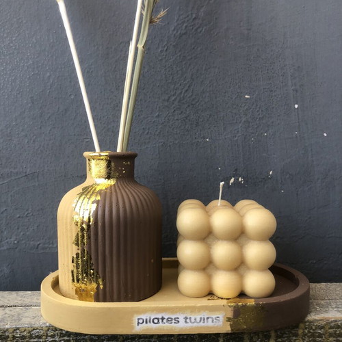 Custom handmade gift set with vase and candle