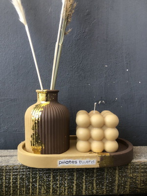 Custom handmade gift set with vase and candle
