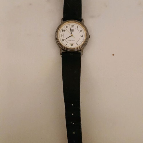 Q&Q men's watch used, silver, with date display