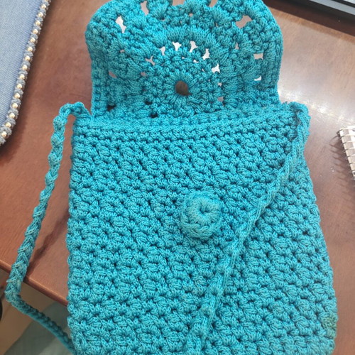 Handmade Blue Shoulder Bag like new with gift
