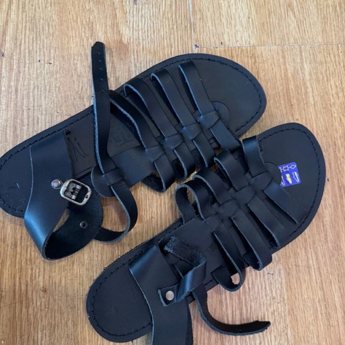 Leather sandals new, size 37, black