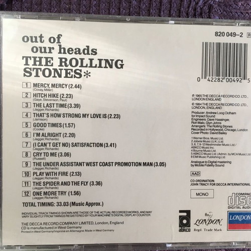 The Rolling Stones Out of Our Heads CD like new, rock