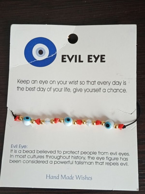 Bracelet with beads new, evil eye, orange and turquoise